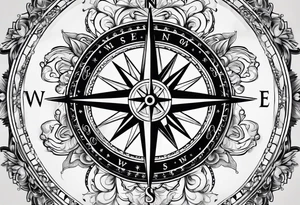 vintage compass tattoo idea