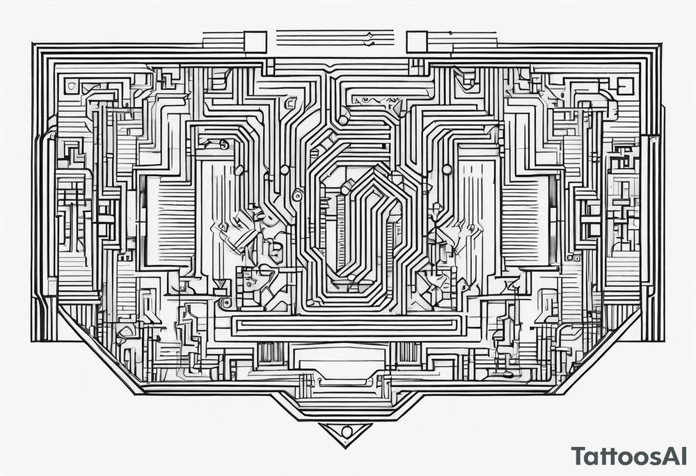 geometric circuit board lines tattoo idea