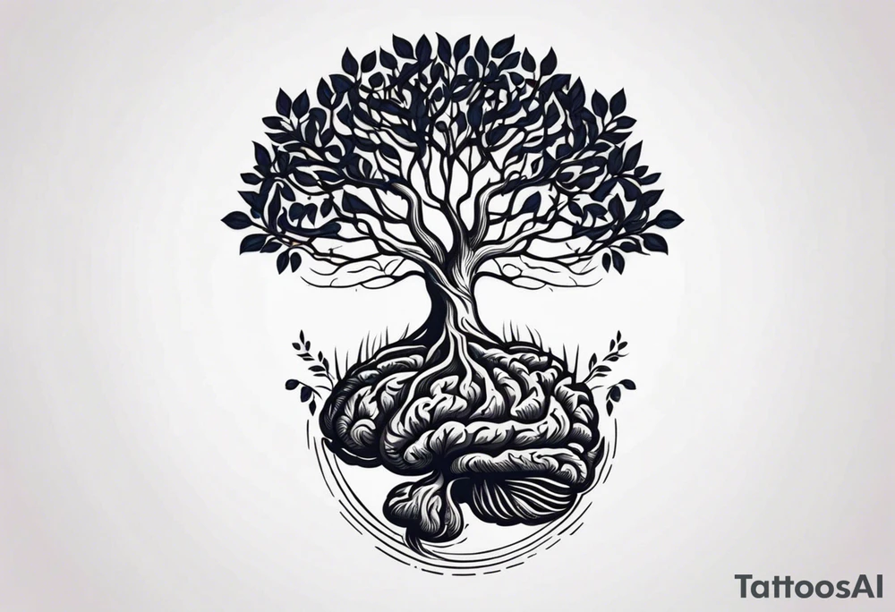 a small tree with its roots morphing into the shape of a brain tattoo idea a small tree with its roots morphing into the shape of a brain tattoo idea