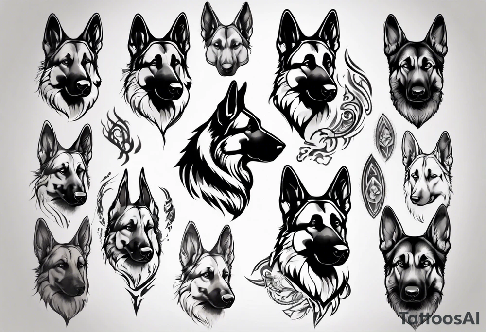 German shepherd profile tattoo idea