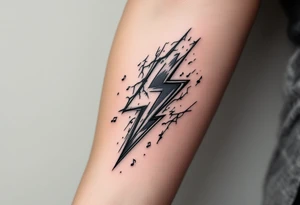 Thunderstorms with music symbol tattoo idea