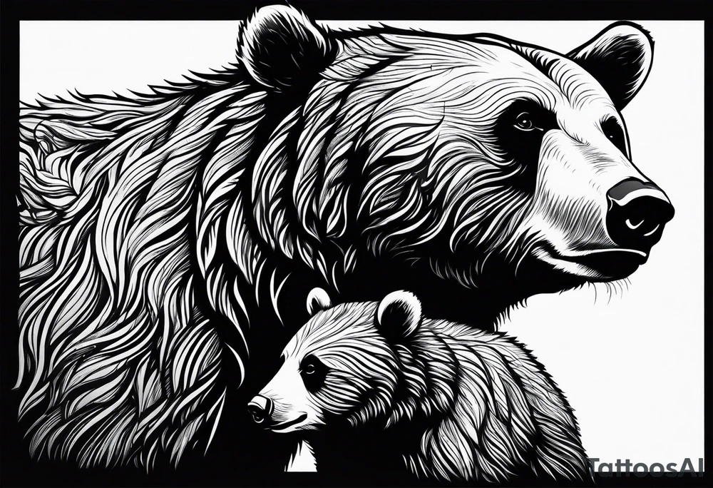 mother bear with cub looking at each other tattoo idea