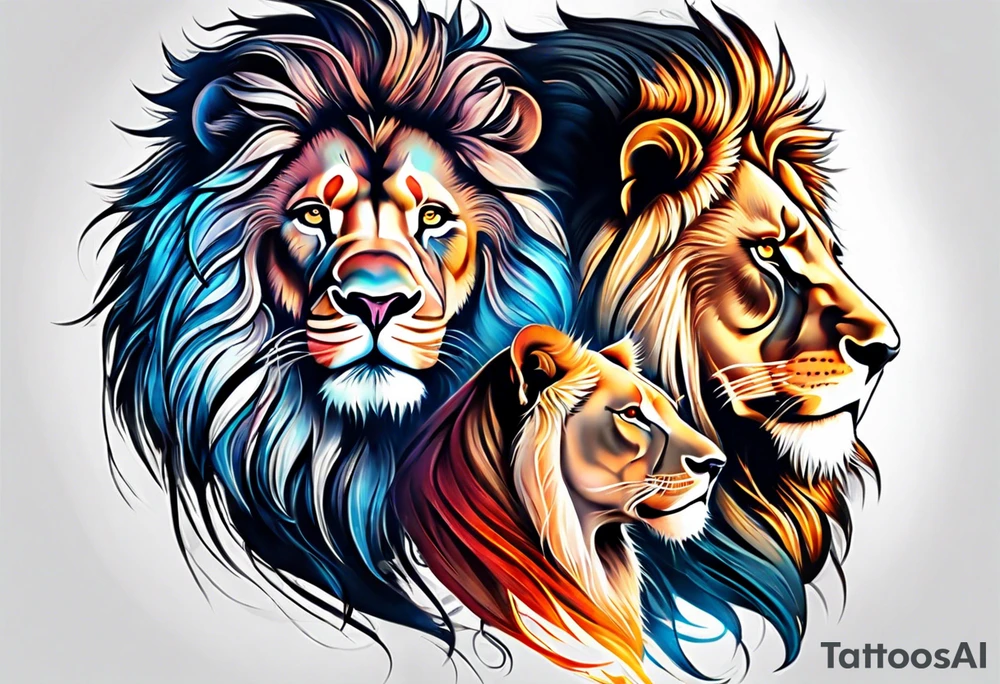 lion and lioness tattoo idea