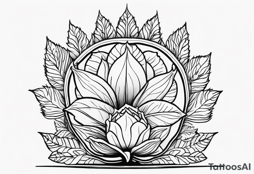Create a tattoo sketch depicting one Georgian khinkali with one cilantro on the side tattoo idea