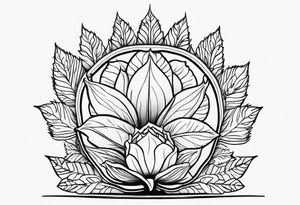 Create a tattoo sketch depicting one Georgian khinkali with one cilantro on the side tattoo idea