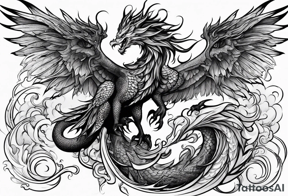 phoenix and dragon tattoo idea