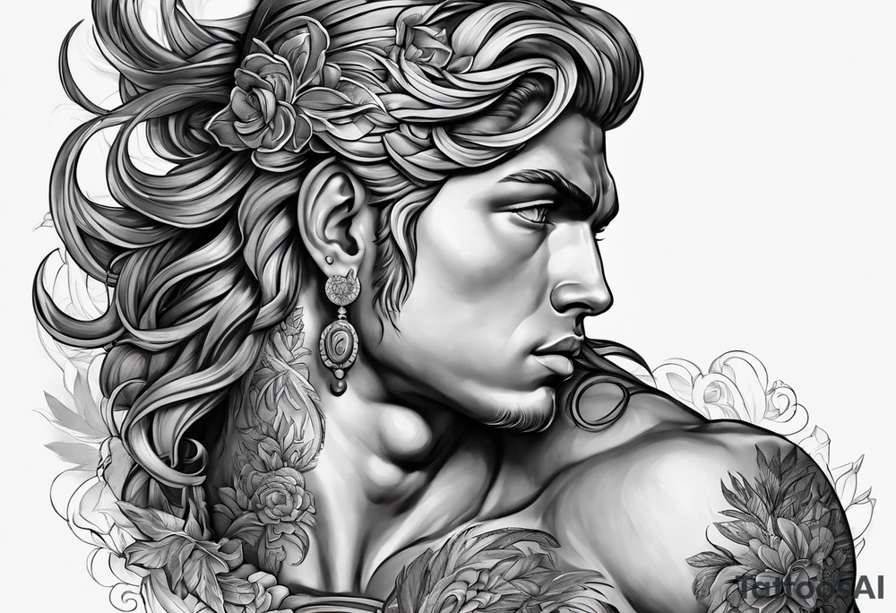 Griechischen Statue mann mit Haare und Risse tattoo idea
