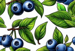 3 blueberries with a leaf tattoo idea