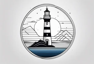 lighthouse geometric tattoo idea