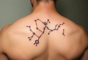 constellations in the galaxy with gold tint tattoo idea