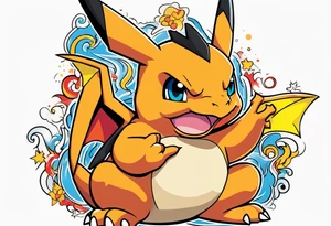 Charizard holding pikachu tattoo idea