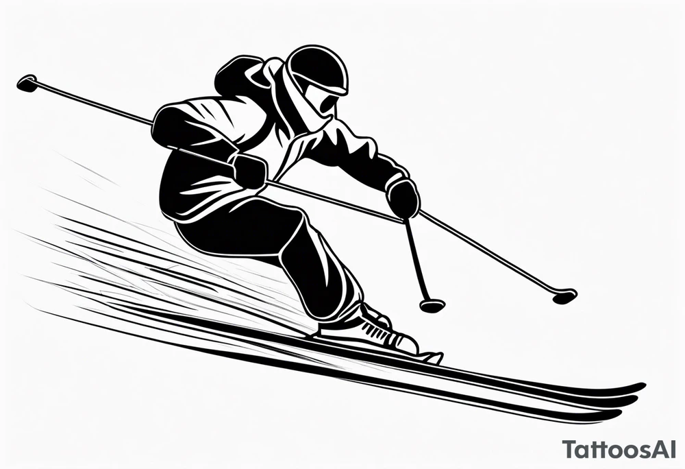 Skier in motion, single line tattoo idea