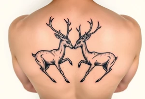 Two deer fighting not kissing  with in a low down stance tattoo idea