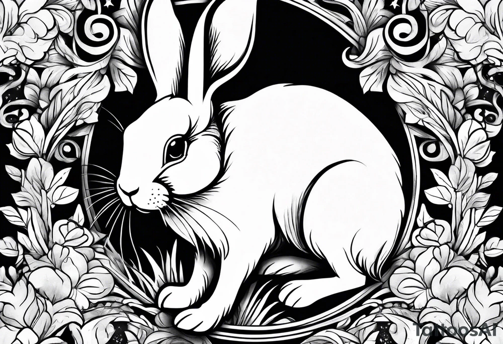 Bunny rabbit with Kirsty R written underneath tattoo idea Bunny rabbit with Kirsty R written underneath tattoo idea
