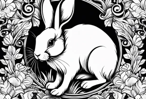Bunny rabbit with Kirsty R written underneath tattoo idea