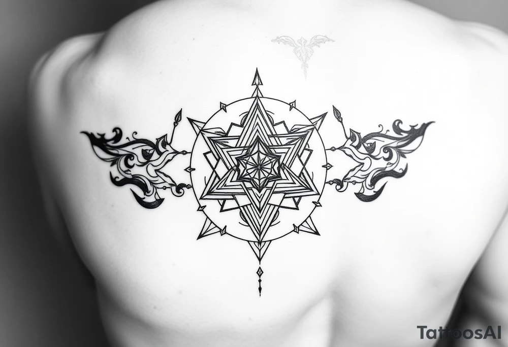 Sacred geometry thigh tattoo idea