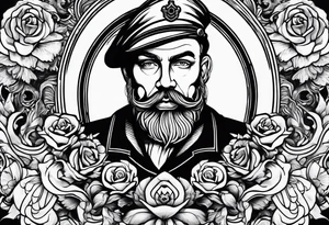 Old school sailor with face tattoos
With mean face tattoo idea