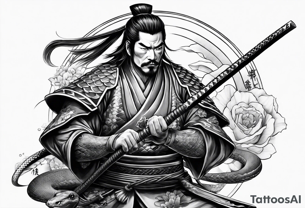 Samurai snake tattoo idea