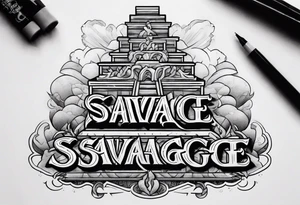 savage lettering money stacks rising smoke tattoo idea