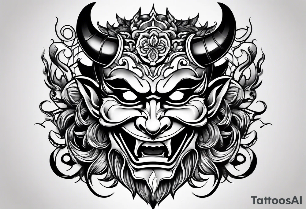 Japanese devil mask tattoo idea
