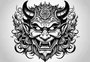 Japanese devil mask tattoo idea