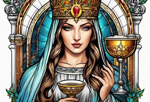 Female saint  holding a chalice tattoo idea