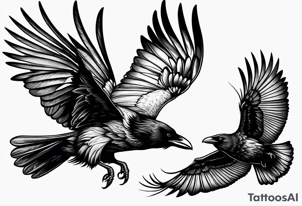 three ravens in flight tattoo idea