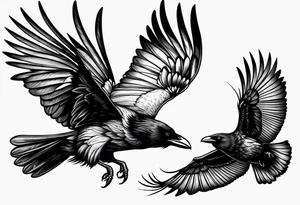 three ravens in flight tattoo idea