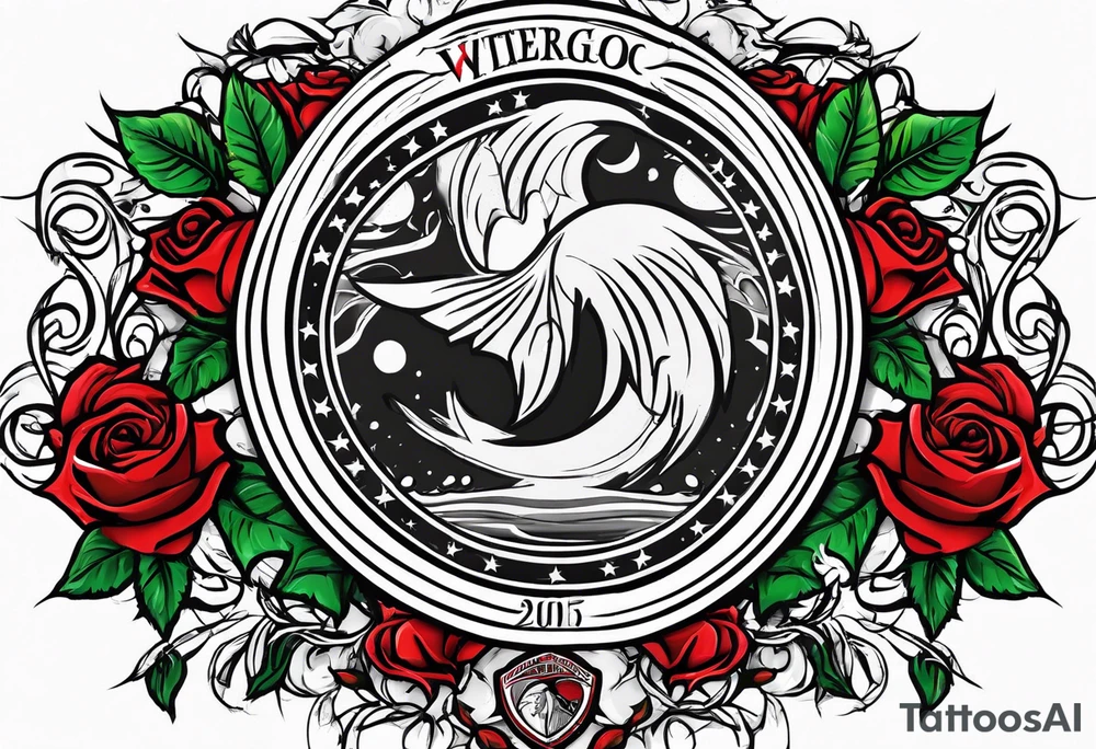 basketball , roses , virgo logo , est 2005 tattoo idea