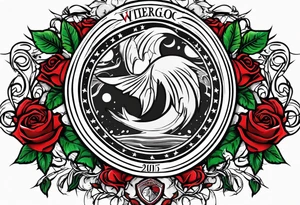 basketball , roses , virgo logo , est 2005 tattoo idea