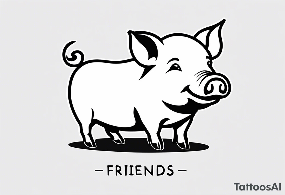 simple drawing of piglet or pig with text: "Friends. Not Food" included tattoo idea