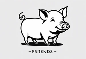 simple drawing of piglet or pig with text: "Friends. Not Food" included tattoo idea