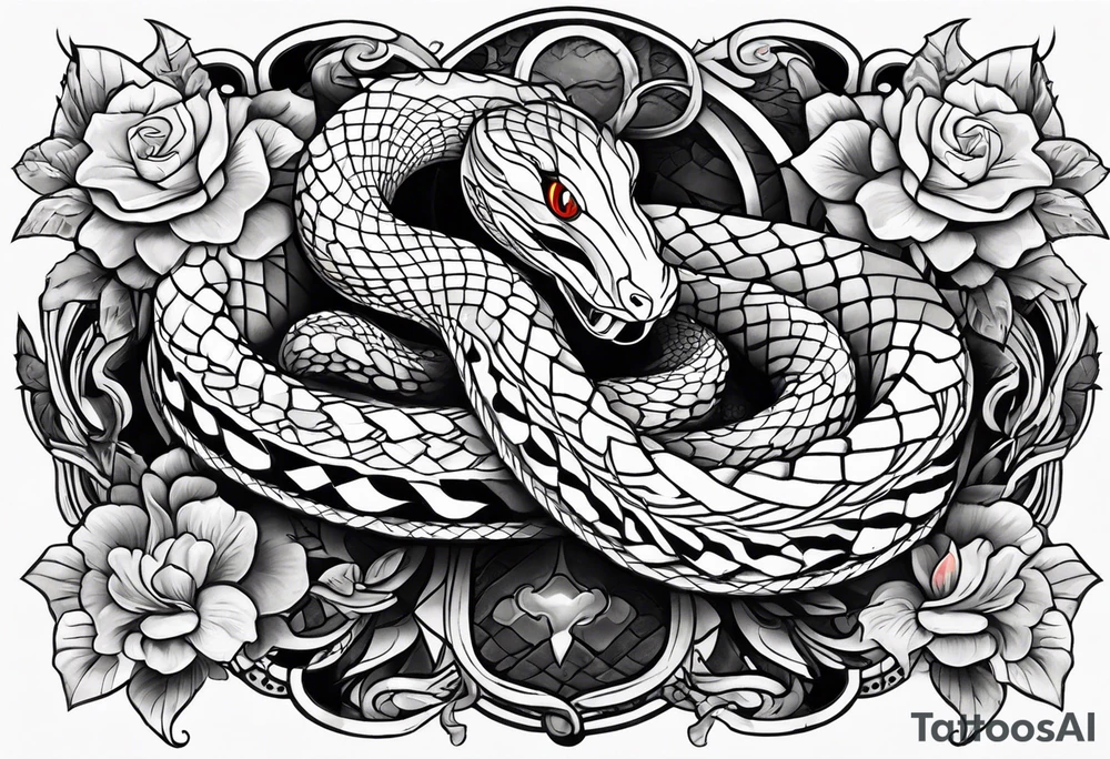 Neo traditional snake tattoo idea