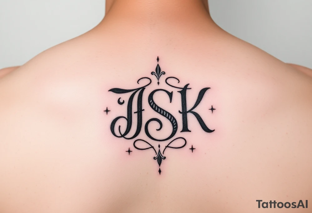 small simple tatto represnting family, put their intials intertwined in it: HSK, JSK, SMK, RAK tattoo idea