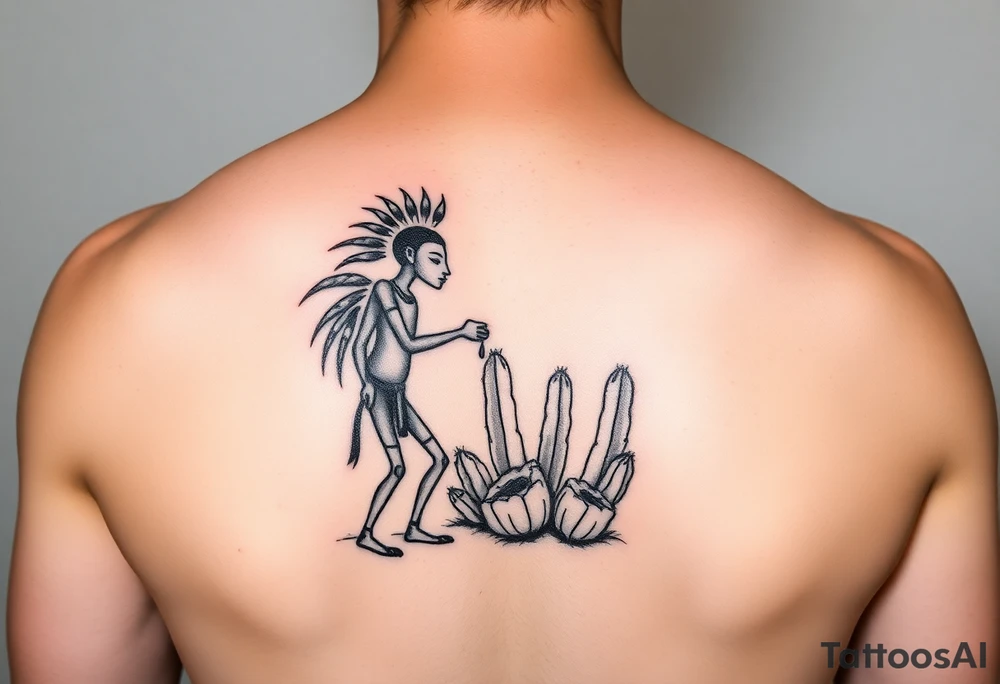 kokopelli in front of cactus tattoo tattoo idea