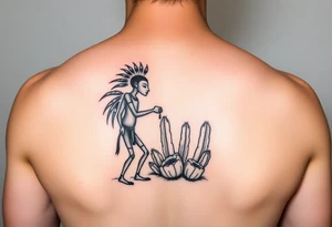 kokopelli in front of cactus tattoo tattoo idea