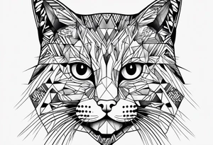 cat, abstract, geometric, lines, halftone, splatter, cat paw tattoo idea