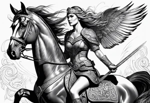 Valkyrie lady on hourse tattoo idea