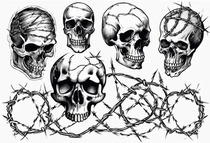 Skulls, barbed wire, sleeve tattoo idea
