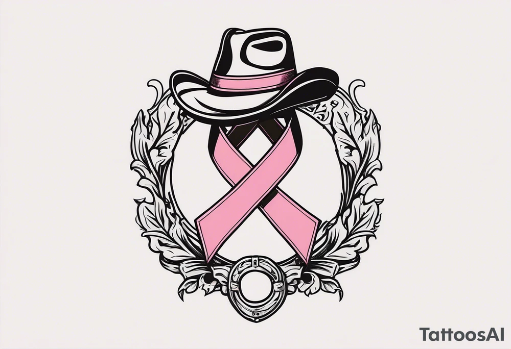 breast cancer ribbon survivor old west tattoo idea