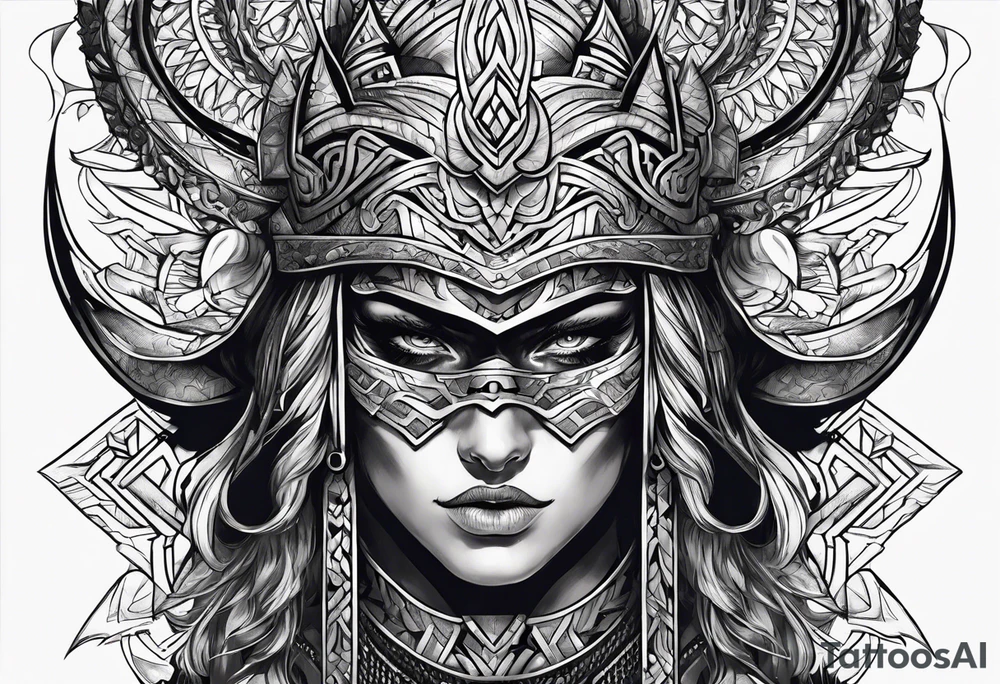 a battle hardened warrior masked tattoo idea