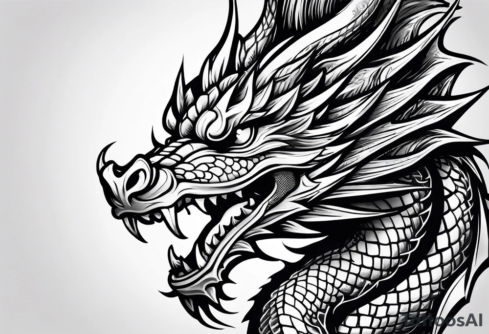 dragon face tattoo idea
