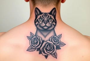 Burmese cat with roses tattoo idea