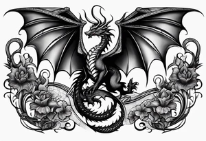 Small dragon on column tattoo idea