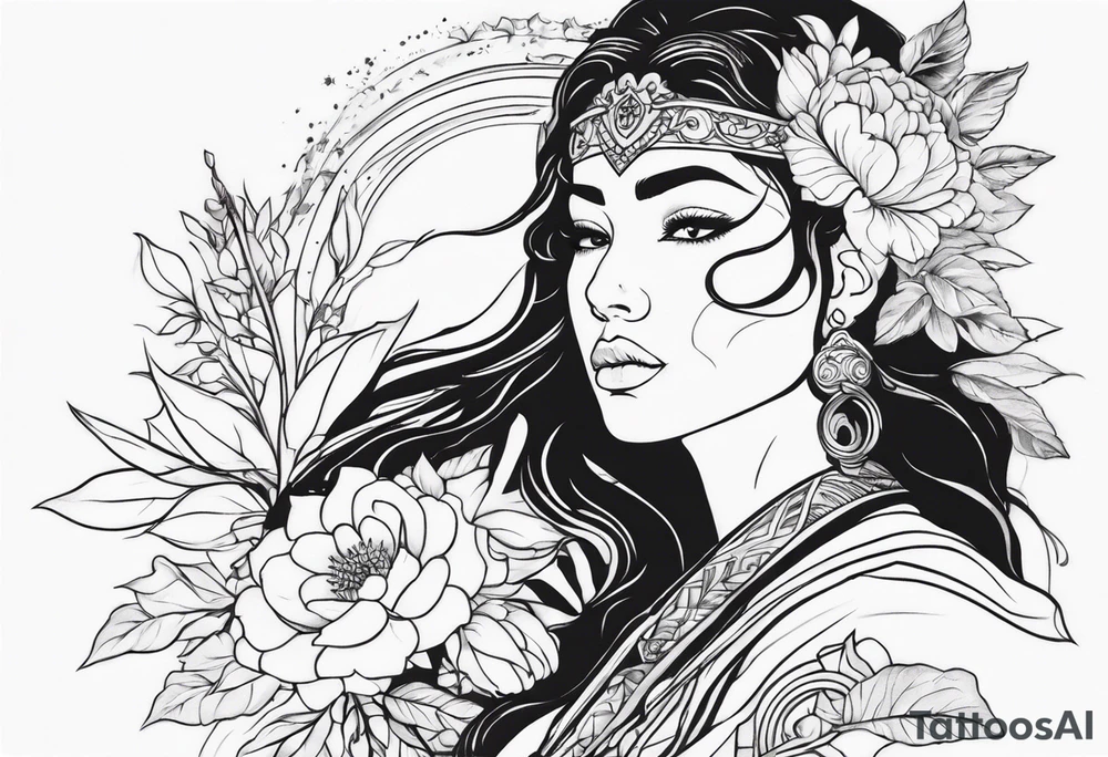 small ornate woman warrior floral  tattoo tattoo idea