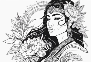 small ornate woman warrior floral  tattoo tattoo idea