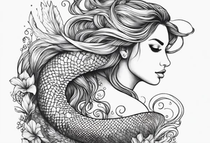 flowing serpent tail mermaid tattoo idea
