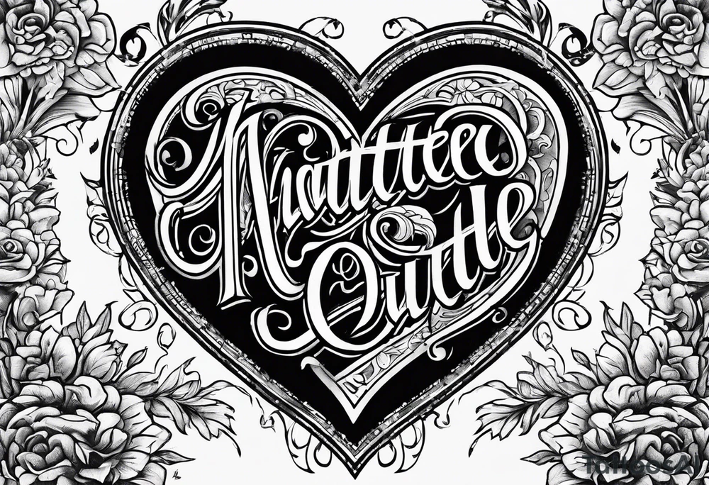 I want the word "slut" written out with a outlined heart attached to it tattoo idea