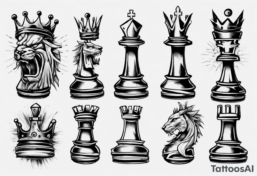 king chess with wounds tattoo idea