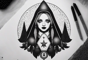 wednesday adams witch church element tattoo idea